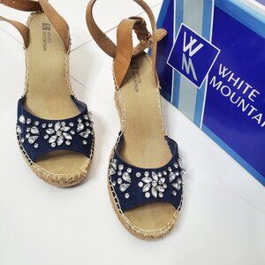 White Mountain Espadrille Sandals with Beads Decor